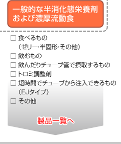 一般的な半消化態栄養剤および濃厚流動食